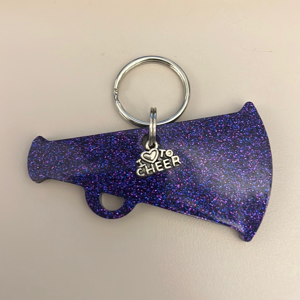 Purple Glitter Megaphone Keychain